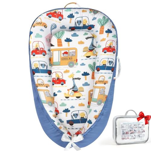 Baby Lounger - Baby Lounger for Newborn 0-24 Months, Breathable Pure Cotton Baby Nest Lounger Cover, Baby Registry Newborn Essentials Gifts, Portable Floor Tummy Time Lounger for Home & Travel