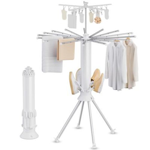 SUGIFT Foldable Clothes Drying Rack with Wheels and Brake, Double-Layer Heavy-Duty Laundry Dryer, Portable Indoor/Outdoor Drying Stand