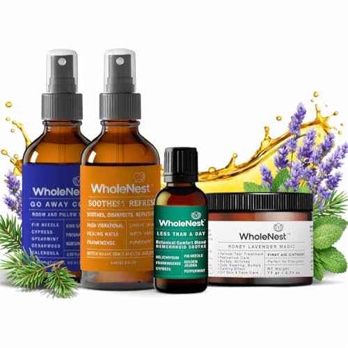 Postpartum Recovery Kit | Essential Care Set for New Moms with Wonder Spray, Honey Lavender Magic Ointment, Hemorrhoid Relief and Go Away Cold! Spray | Natural Multi-Purpose Support