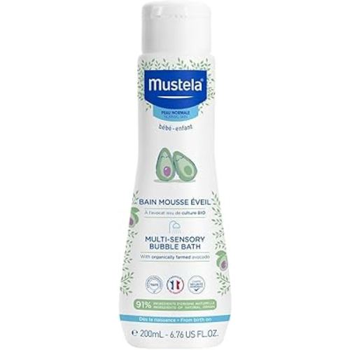 Mustela Baby Multi-Sensory Bubble Bath with Natural Avocado – Biodegradable Formula - 6.76 oz. – Packaging may vary