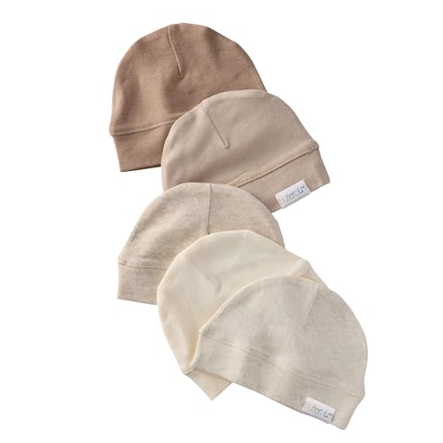 Charlie 5-Pack Baby Hats 100% Organic Cotton Baby Beanies for Newborn, Infant, and Baby Girls, Boys, Unisex