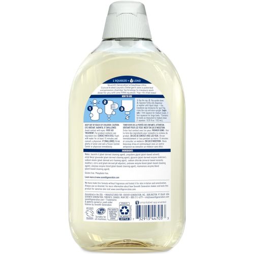 Seventh Generation EasyDose Laundry Detergent, Ultra Concentrated: 66 Loads, Free & Clear Designed for Sensitive Skin, 23.1 Fl Oz