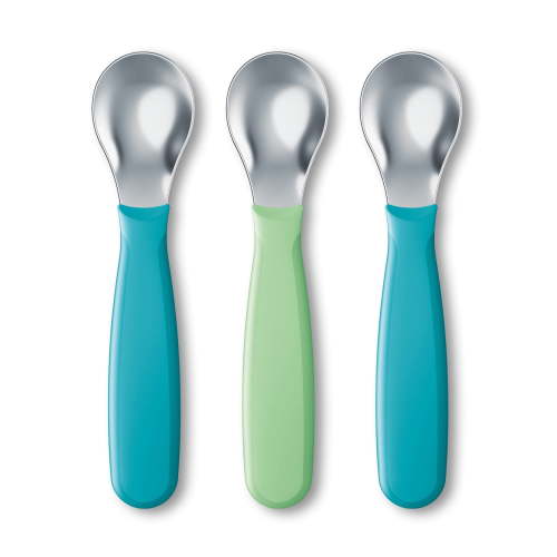 NUK Toddler Baby Spoon Set, 3 Pack, Neutral Colors, Easy-Grip Handle