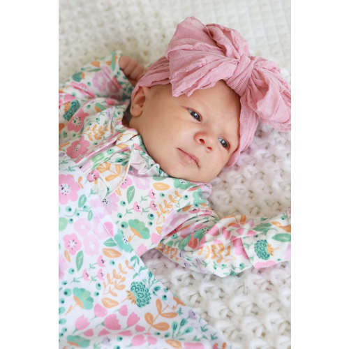 Willow's Whimsy Floral Ruffle Zipper Footie