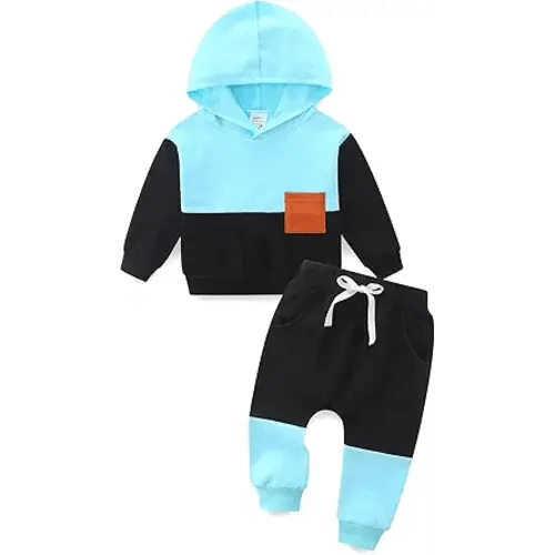 Baby Boy Outfits Short Long Sleeve Pants Clothes Set Spring Summer Hooded Patchwork Sweatshirt