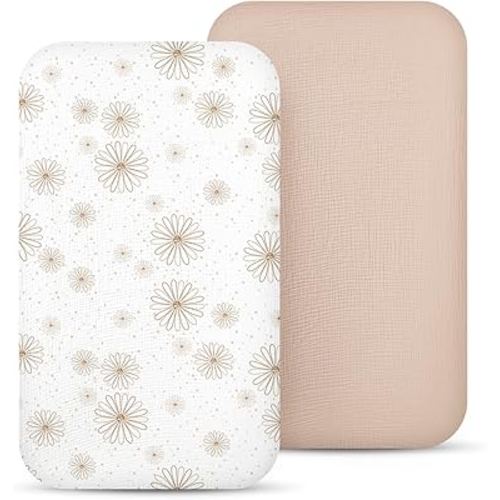 lulumoon Muslin Bassinet Sheets Baby: Cotton Bassinet Sheets Fitted for Boys and Girls - for Oval Rectangle or Hourglass Mattress