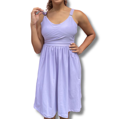 Journey Hands Free Pumping Lounge Dress Lavender Soft and Supportive for Nursing Moms – Sarah Wells Bags