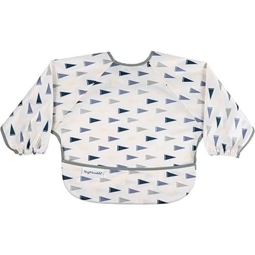 Tiny Twinkle Long Sleeve Bib for Babies & Toddlers | Waterproof Smock Bib for Eating | Machine Washable & Mess-Proof Feeding Essentials | Newborn Shower Gift (Varsity Flags, Small 6-24 Months)