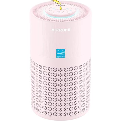 AIRROMI Air Purifier for Bedroom with HEPA 3-in-1 Filter, Pet Air Purifier for Home Cat Pee Smell, Covers Upto 990 Ft², Quiet 360° intake Air Cleaner for pet hair,allergies,Dust,Smoke A2001 Pink
