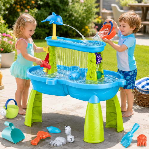 JoyStone Kids Sand Water Table, Outdoor Sensory Play Table Toy, 27.16" Tall, Summer Gift for Toddlers & Kids