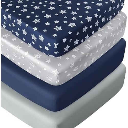 Crib Sheets for Boys or Girls 4 Pack, Fitted Crib Sheet