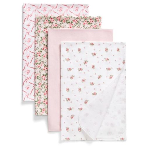 Delta Children 100% Cotton Flannel Baby Receiving Blankets - 4pk - Pink Floral