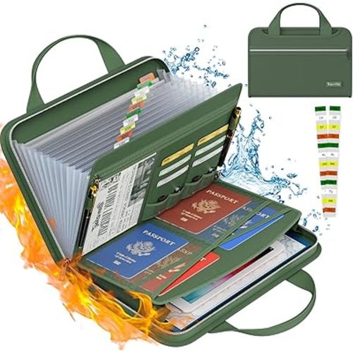 Accordion File Organizer, Fireproof Expanding File Folder with 13 Pockets