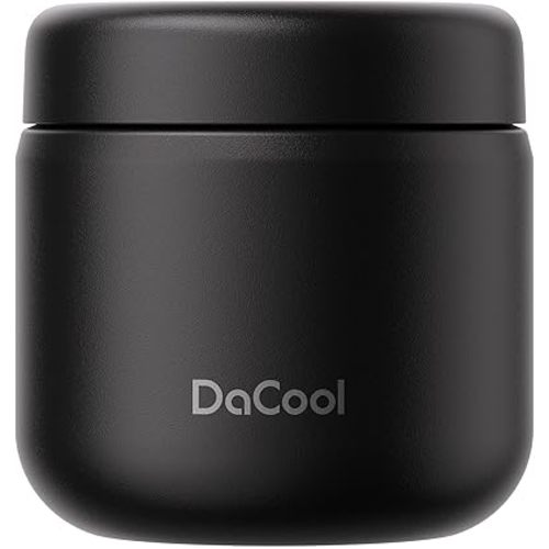 DaCool Lunch Thermo for Kids Vacuum Stainless Steel 13.5 Ounce Kids Food Thermo for Hot/Cold Food Insulated Food Jar Lunch Container Bento for School Office Picnic Travel Outdoors, BPA Free,Black