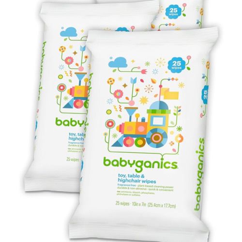 Babyganics Toy, Table & Highchair Wipes, 25 Count, 3 Pack