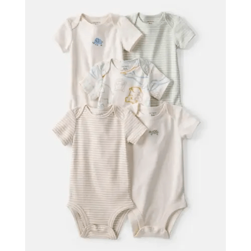 Baby Boy 5-Pack Animals Multipack Bodysuits - Ivory/Tan | Carter's