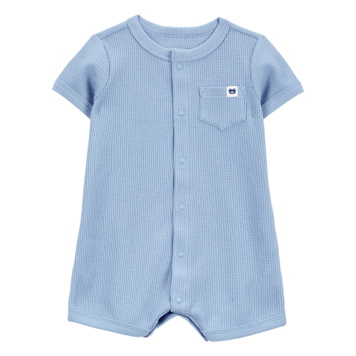 Baby Waffle Knit Short-Sleeve Romper - Blue - Carter's | Carter's