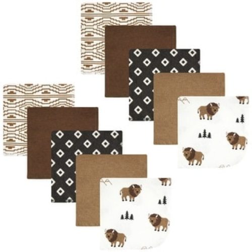 Hudson Baby Flannel Cotton Washcloths, Wild Buffalo 10 Pack, One Size - Wild Buffalo 10 Pack - One Size