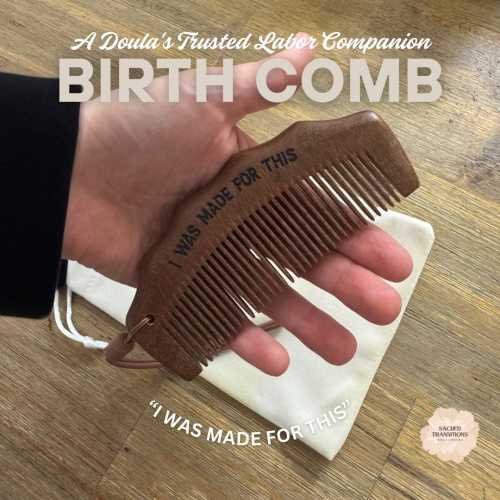 Doula Birth Comb – Natural Acupressure Labor Tool, Wrist Sling, Pouch