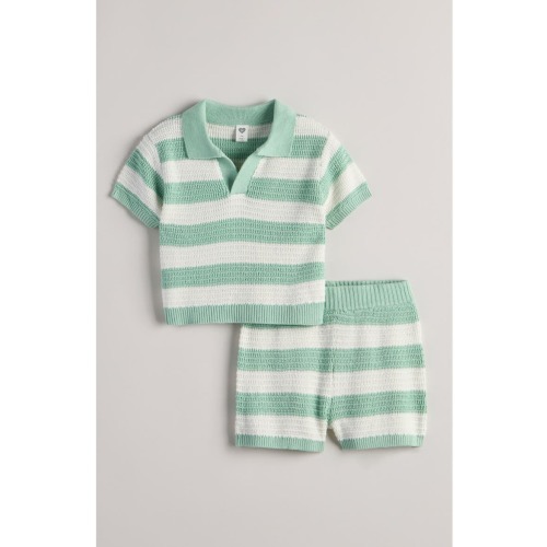 Cotton Blend Knit Polo Sweater & Shorts Set