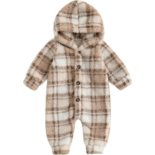 Baby Winter Clothes Hooded Fleece Jumpsuit Long Sleeve Strawberry/Dot Zip Up Romper Infant Newborn Snowsuit