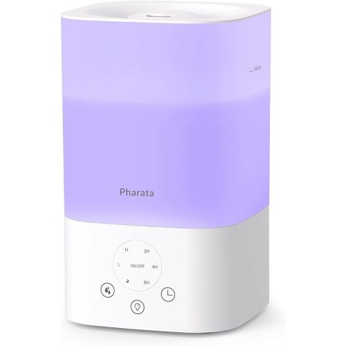 Pharata Humidifiers for Bedroom Large Room, 2.5L Cool Mist Humidifier with Essential Oil Diffuser, Top Fill Humidifier for Baby, Home, Plant, Ultrasonic Humidification for whole house, Auto Shut-Off