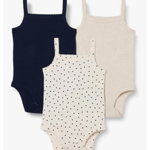 Amazon Essentials Baby Girls' Cotton Sleeveless Bodysuits, Baby Clothes, Pack of 3