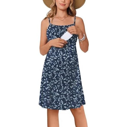 Ekouaer Womens Sleeveless Nursing Dress Summer Breastfeeding Dresses Adjustable Strap Maternity Clothes