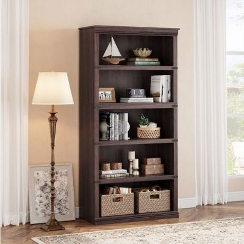 5 Tier Bookcase, Farmhouse Book Shelf with Storage OpenBookshelves, 71" Book Case Wooden 5 Shelf Bookcase for Home Office, Living Room