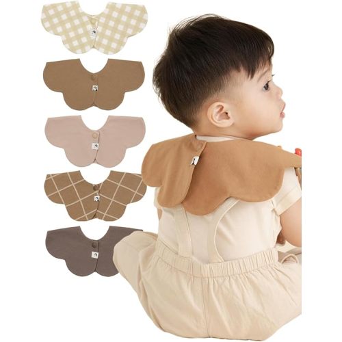 Konny Baby Bibs 3/5-Pack Set, 360 ​​° Rotate, Rolling and Reversible Soft Absorbent Drooling for Boys Girls baby Essentials