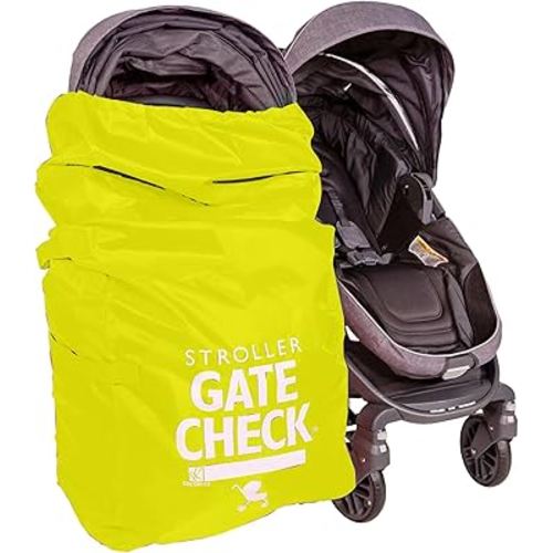 J.L. Childress Gate Check Bag for Single & Some Double Strollers - Travel Bag for Airplane, Fits Most Standard Baby Strollers, Airport Accessories Gate Check, Flying Essentials - Neon Yellow
