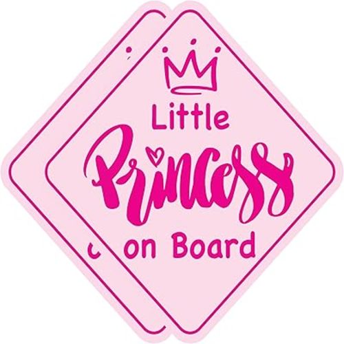 Little Princess Baby on Board Stickers - Removable Non-Magnetic Paint-Safe Signs for Cars & Windows - Baby Girl in Pink -2 Vinyl Decals