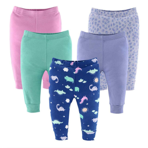 Dino Girl Baby Pants, 5-Pack, Newborn to 24 Months
