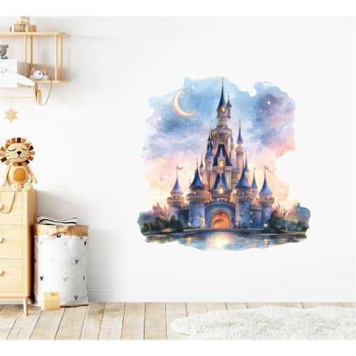 Princess Castle Wall Decal Nursery Decor Magical Watercolor Art Kids Room Wall Stickers