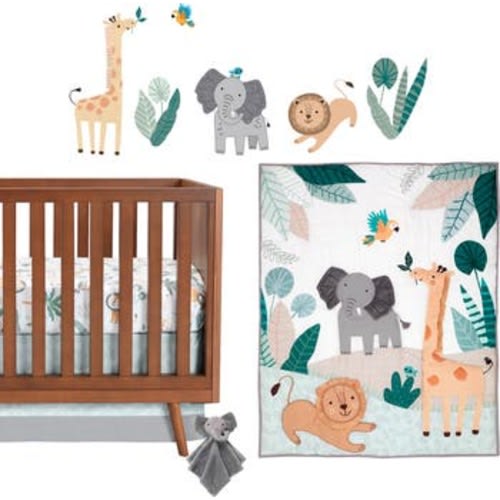 Jungle Friends 5-Piece Safari Animals Nursery Baby Crib Bedding Set