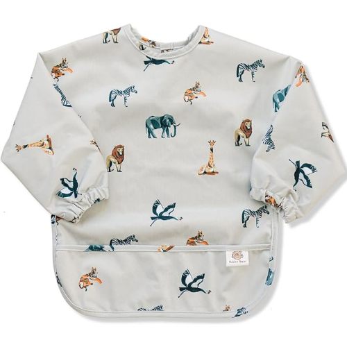 Bubba Bear Baby Bib with Sleeves, Long Sleeve Toddler Feeding Apron Bibs for Eating & Lead Weaning, Mess Proof Full Sleeved