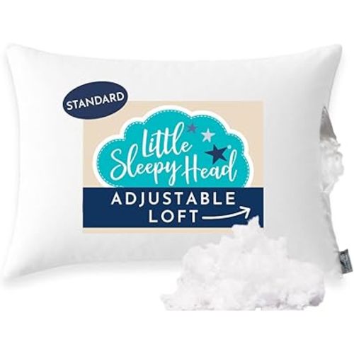 Little Sleepy Head Standard Pillow for Sleeping, Adjustable Loft Bed Pillow with Hypoallergenic Down-Like Fill, Hotel Quality Comfort, Soft or Firm Support - Standard Size Pillow 1 Pack, 20x26
