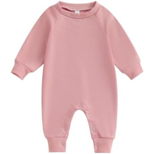 Newborn Infant Baby Boy Girl Clothes Solid Color Long Sleeve Romper Jumpsuit One Piece Bodysuit Fall Winter Outfit