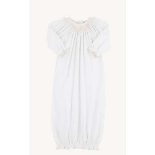 Sweetly Smocked Gown (Unisex)- Worth Ave White/Palmetto Pearl – tiny threads