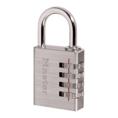 Master Lock Combination Comb. Brass Lock: Resettable Padlock for Storage Locker & Shed, Silver, 0.5" Shackle Width