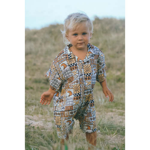 Surfs Up Linen Button Jumpsuit - Desert