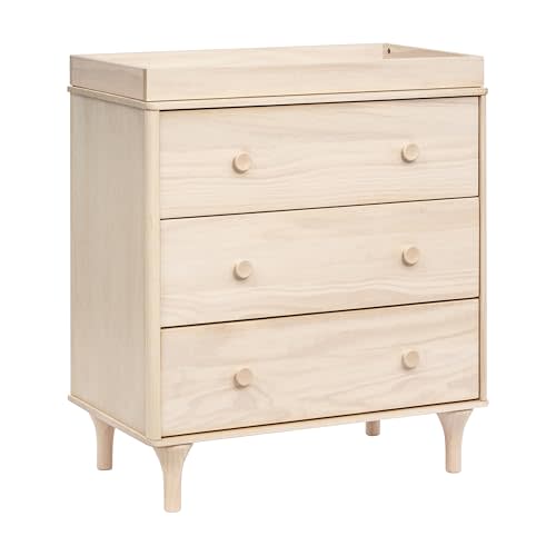 Babyletto Lolly 3-Drawer Changer Dresser Combo w/Tray - Washed Natural | GREENGUARD Gold Certified Baby Dresser w/ 3 Spacious Smooth-Glide Drawers & Removable Changing Tray - Anti-Tip Kit Included