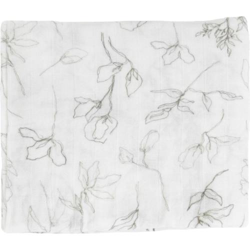 Organic Cotton Muslin Swaddle Blanket - Pencil Floral