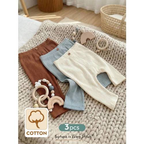 Cozy Pixies Pantalones de entrepierna caída de unicolor casual para recién nacidos | SHEIN USA