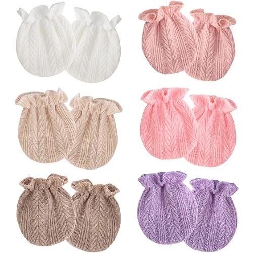 Newborn Baby Mittens No Scratch Cotton Elastic Wrist Gloves Infant Toddler Mittens for Baby Boy Girl 0-6 Months