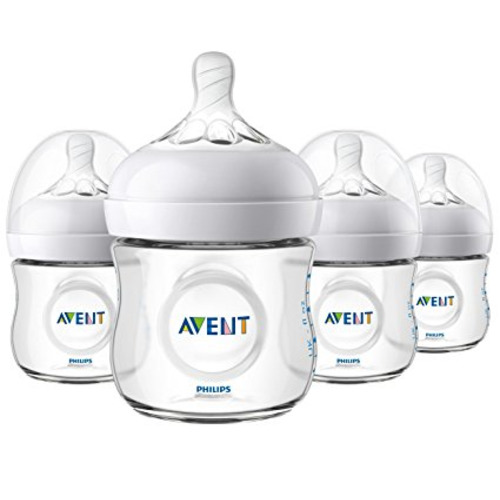 Philips Avent Natural Baby Bottle, Clear, 4oz, 4pk, SCF010/47 - 4 Pack