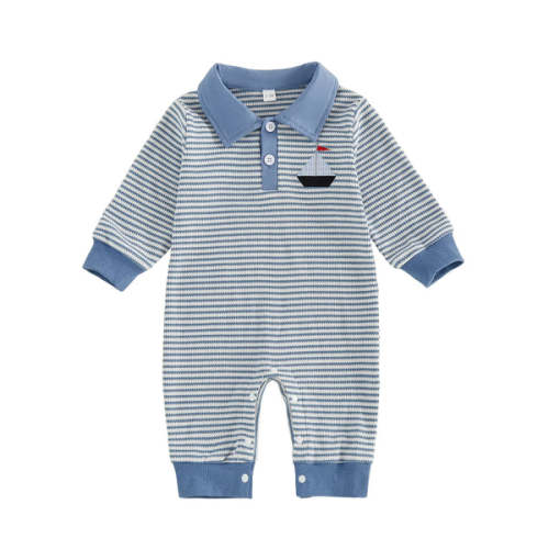LITTLE MAN Collared Striped Jumpsuit - Hazel & Bo