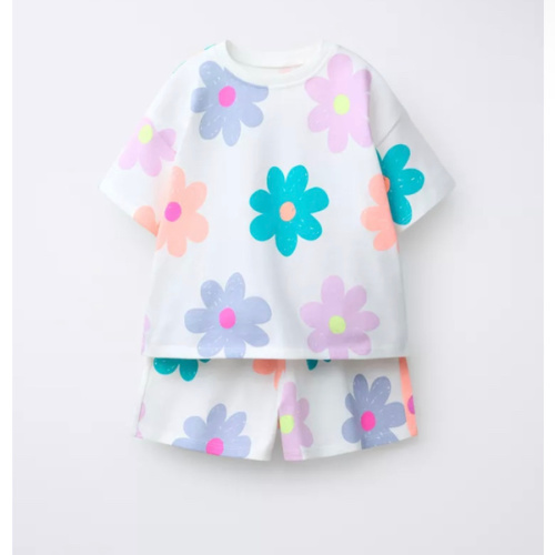 FLORAL T-SHIRT AND BERMUDA SET - Light ecru | ZARA United States