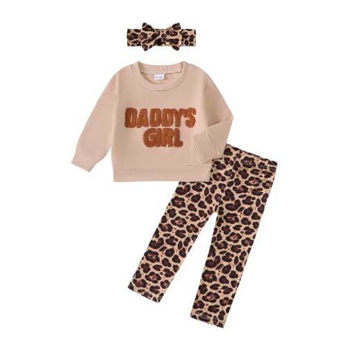 SODLON Toddler Baby Girl Clothes Fall Winter Sweatshirt Pants Outfit 6M-4T | Infant Girl 3-Piece Sets, Long Sleeve Pullover Pants with Headband, Cute Spring Clothing for Holiday Gifts Family Photo