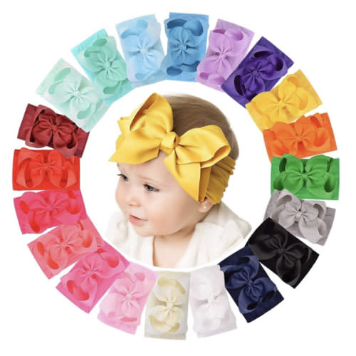 doboi 20pcs Baby Girls Bows Headbands Nylon Hairbands Ribbon Bow Elastic Hair Accessories for Newborns Infants Toddlers and Kids
